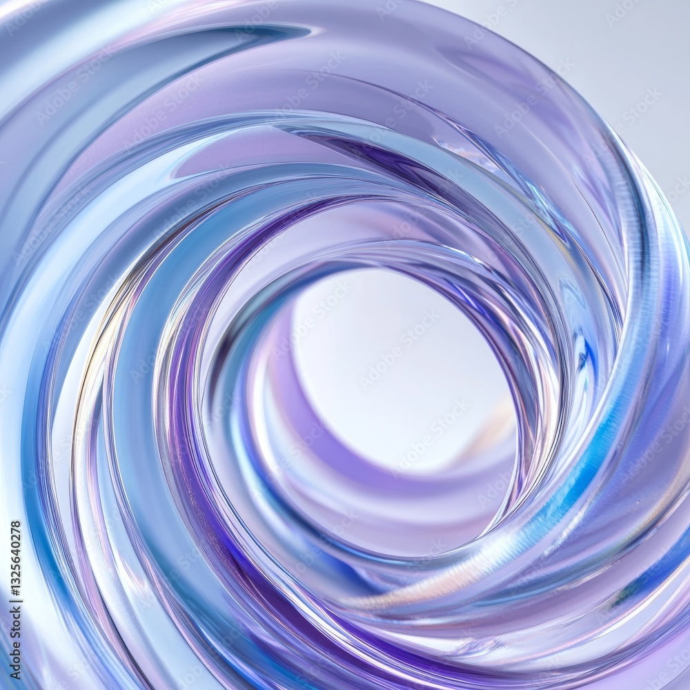 Poster abstract glass vortex: a mesmerizing display of light and shadow with swirling blue and purple hues
