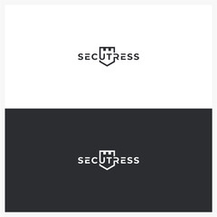 Secutress Security Logo with Shield and Fortress Symbol
