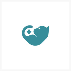 Minimalist Cat Logo with Medical Cross Symbol