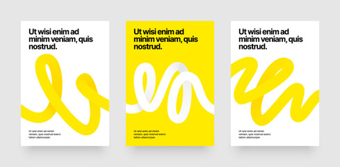 Template with wavy shapes for companies, events or business. Colorful squiggles lines design for poster, cover or background. Set of vector illustrations. © dimakostrov