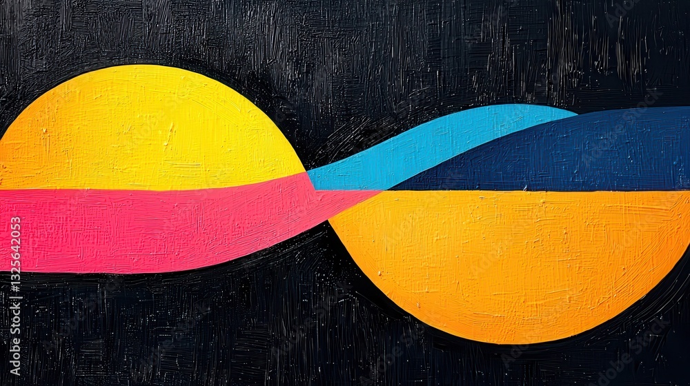 Aufkleber abstract composition with colorful shapes and textures on dark background