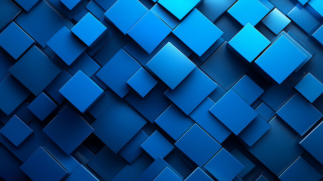 Fototapeta 3d render blue wooden cubes block texture abstract background. AI image