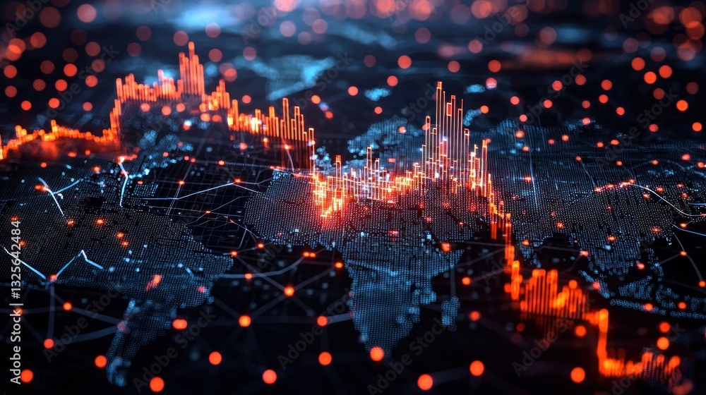 Aufkleber abstract glowing data visualization representing global financial trading analysis