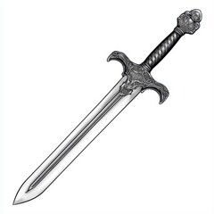 Ornate Silver Fantasy Sword Illustration