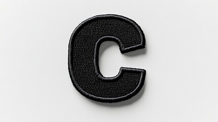 Minimalist Black and White Letter C Embroidered Patch Mockup.  AI image