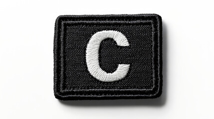 Minimalist Black and White Letter C Embroidered Patch Mockup.  AI image