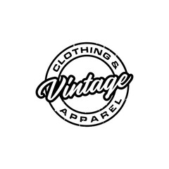 Classic apparel clothing logo design rounded shape badge  stamp fashion label frame