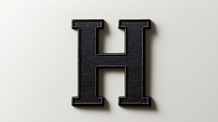 Minimalist Black and White Letter H Embroidered Patch Mockup.  AI image