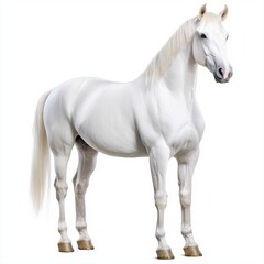 Obraz premium Portrait of a White Horse on White Background