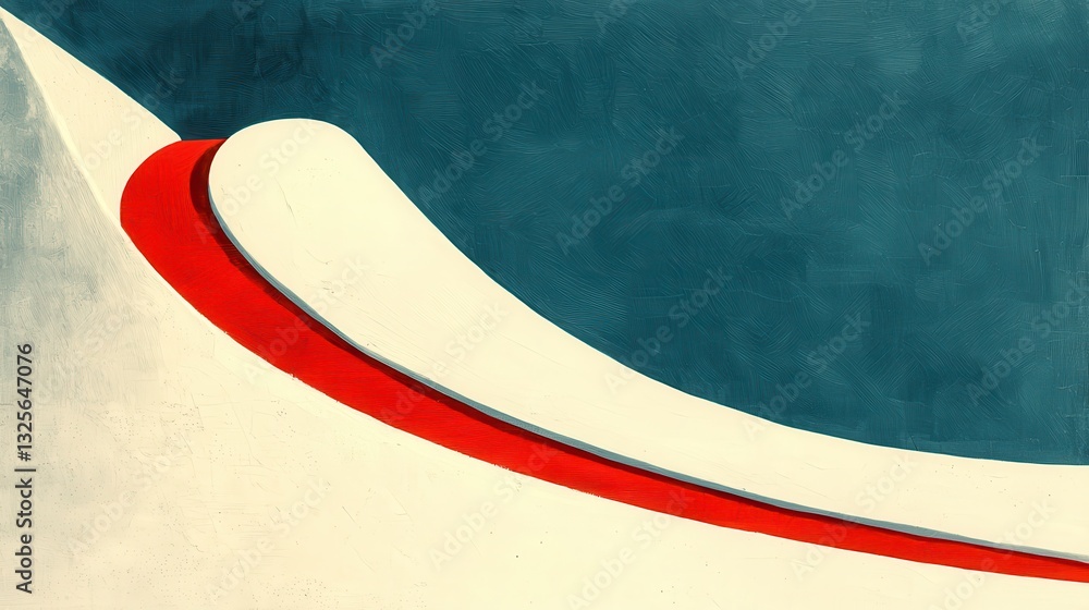 Poster abstract composition with curves and contrasting colors