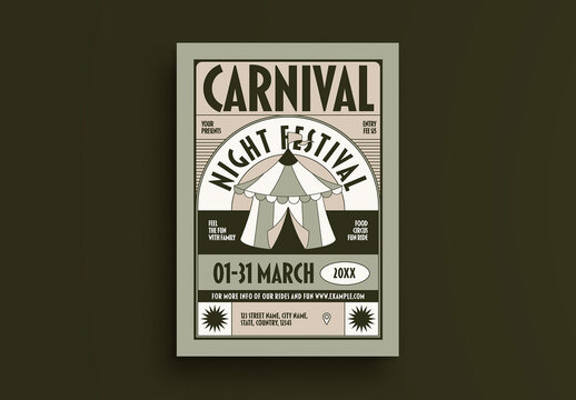 Blue Vintage Aesthetic Carnival Festival Flyer Layout