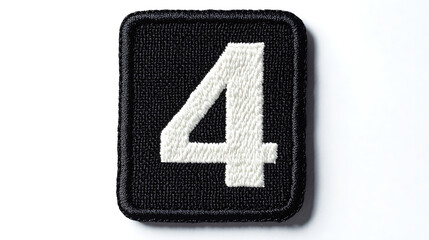 Embroidered patch of number 4 on white background. AI image