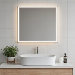 Modern bathroom design featuring elegant sink and mirror setup