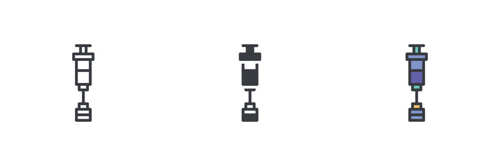 Vaccine syringe different style icon set
