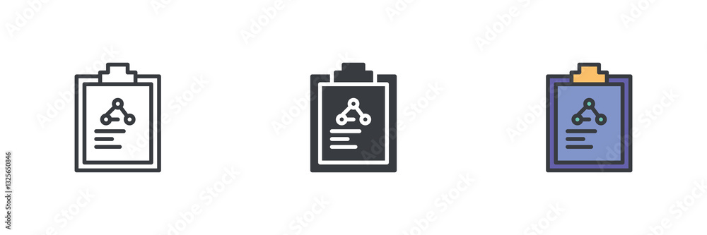 Poster clipboard with molecular structure different style icon set