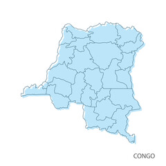 Congo map line per area soft blue design 