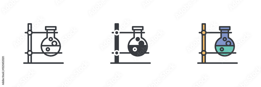 Fototapete boiling flask laboratory stand different style icon set