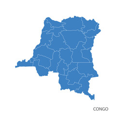 Congo map line per area blue design 