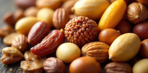 Close-up of assorted healthy nuts for nutritious snacking, nutritious, walnuts