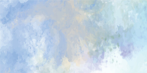 Clouds and sky watercolor vector hand drawn vector illustration. Abstract blue winter watercolor background. Sky pattern with snow. Light blue watercolour paper texture background. 