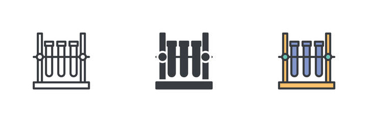 Test tube rack holding multiple test tubes different style icon set