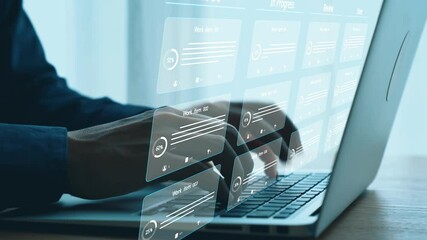 Business person organizes tasks and things to do into categories, streamlining review project management. Optimizing task to be done management for project progress efficiency and success. UUID