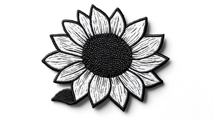 Sunflower embroidery patch isolated on white background. AI image