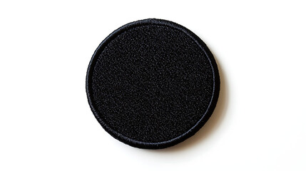 Black and white round embroidered patch mockuq.  AI image.
