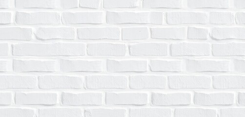 Clean, textured white brick wall surface Close-up detail shows subtle variations in mortar and brick shape, design, concrete