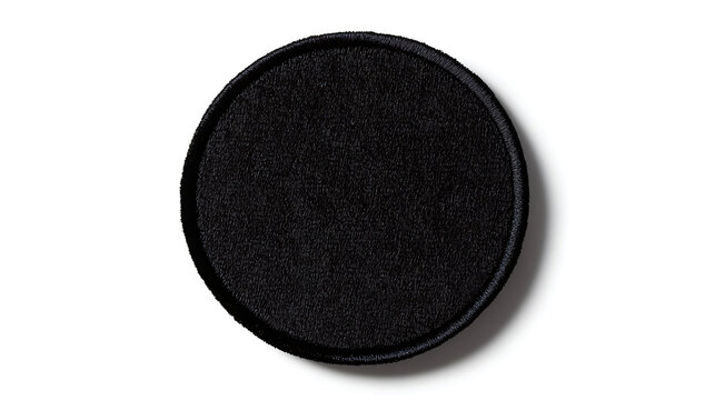 Black and white round embroidered patch mockuq.  AI image.