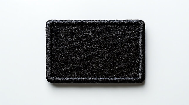 Black and white rectangle embroidered patch mockup. AI image