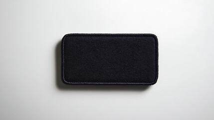 Black and white rectangle embroidered patch mockup. AI image