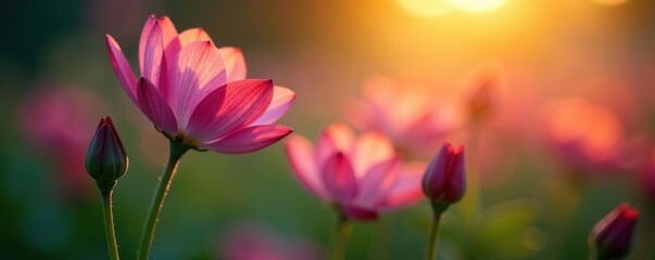 Fototapeta premium Delicate metal petals unfolding in morning light, flower, flowers, clean