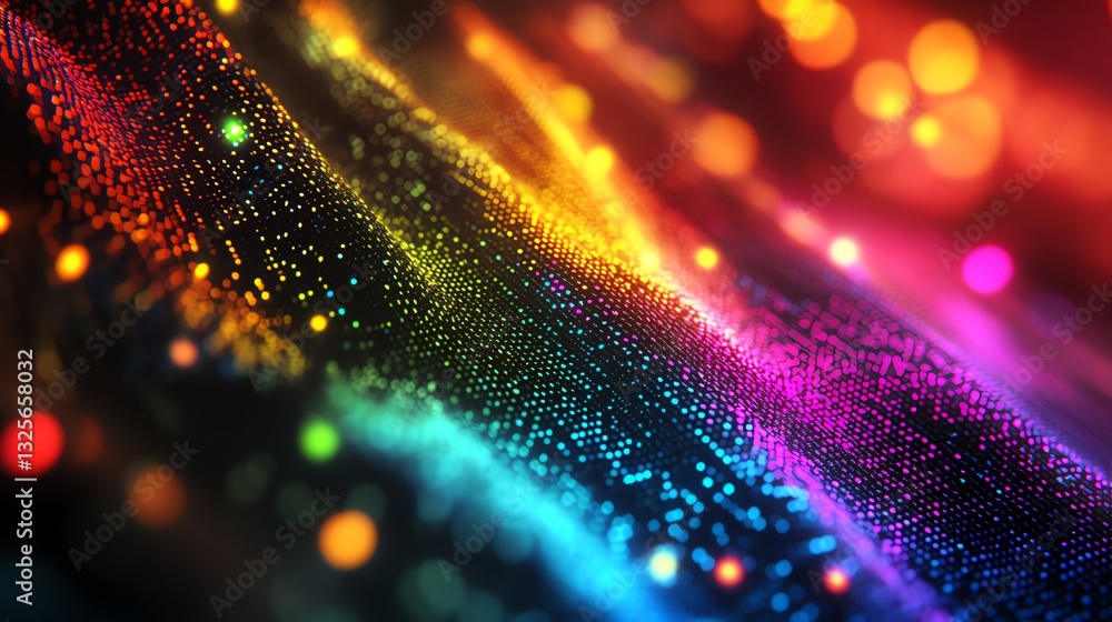 Poster closeup of colorful code on a computer screen, blurred background, generative ai programming concept