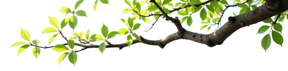 Fototapeta premium Twisted tree branch isolated on white background, nature, foliage, wood