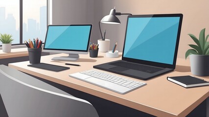 office desk with computer