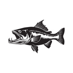 A hungry ocean fish on transparent background