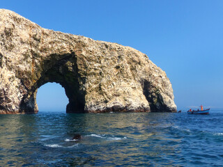 Rock formations in Ballestas Islands Reserve in Peru