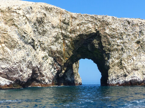 Rock formations in Ballestas Islands Reserve in Peru
