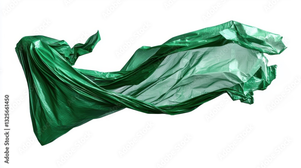 Aufkleber elegant flowing green fabric waves and swirls in dynamic motion abstract textile design background w