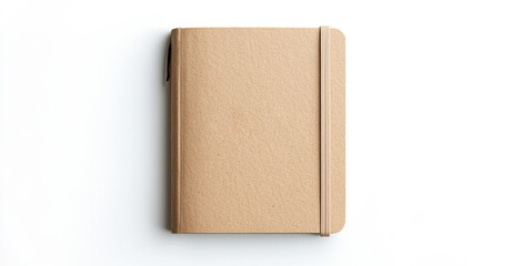 realistic notebook in muted earthy tones, isolated on white background, perfect for stationary elements and copy space for text. Ideal for photo stock use