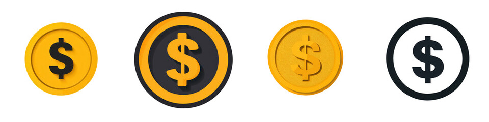 Obraz premium A collection of golden dollar sign coins representing wealth financial growth successful investments and the concept of a thriving economy and prosperous future