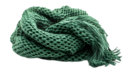 Abstract Knitted Green Texture with Intricate Woven Patterns Against a Transparent Backdrop Detailed Close up Showing the Complexity of the Design