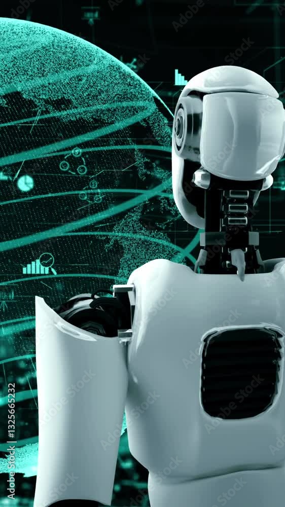 Poster future financial technology controll by ai robot huminoid uses machine learning and artificial intel