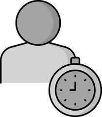 User profile icon with a stopwatch representing time tracking, schedule management, task deadlines, and personal productivity monitoring