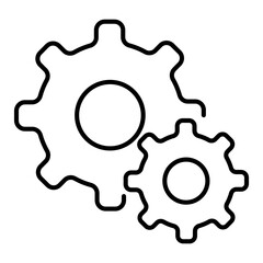 Gear system with a smaller cog representing system settings, configuration management, process optimization, and technical adjustments
