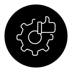 Obraz premium Gear icon with a thumbs-up representing validated processes, workflow approvals, compliance confirmation, and system verification