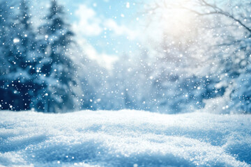Naklejka premium Christmas Background, Snowy Winter Scene