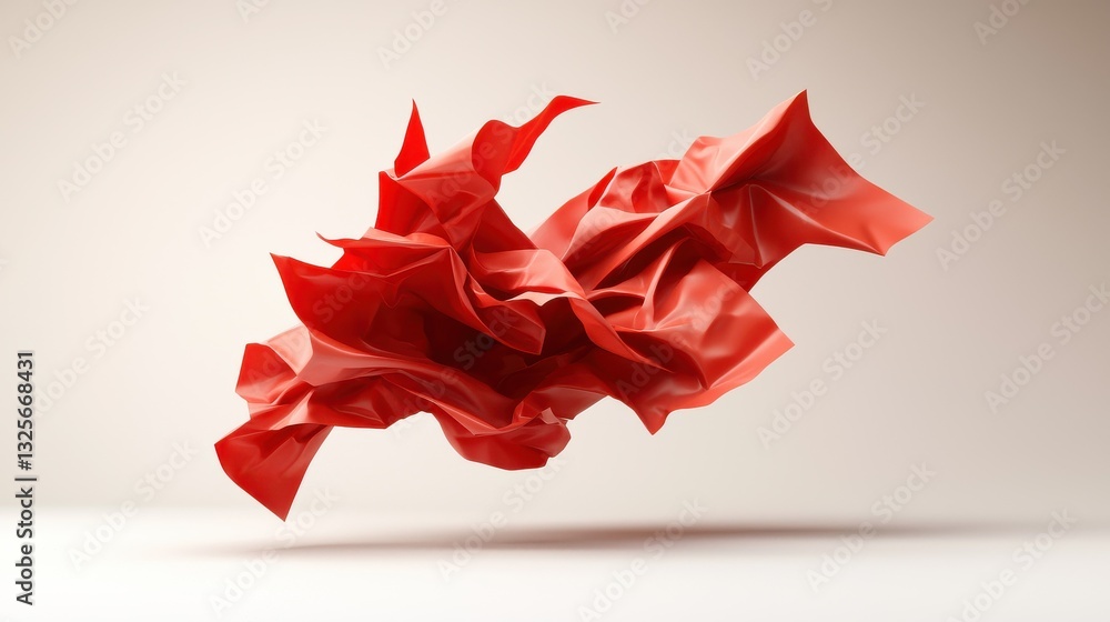 Aufkleber an abstract and dynamic image showcasing the vibrant crumpled folds of a red fabric the flowing scul