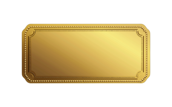 Golden ticket on transparent background representing vip access or winning